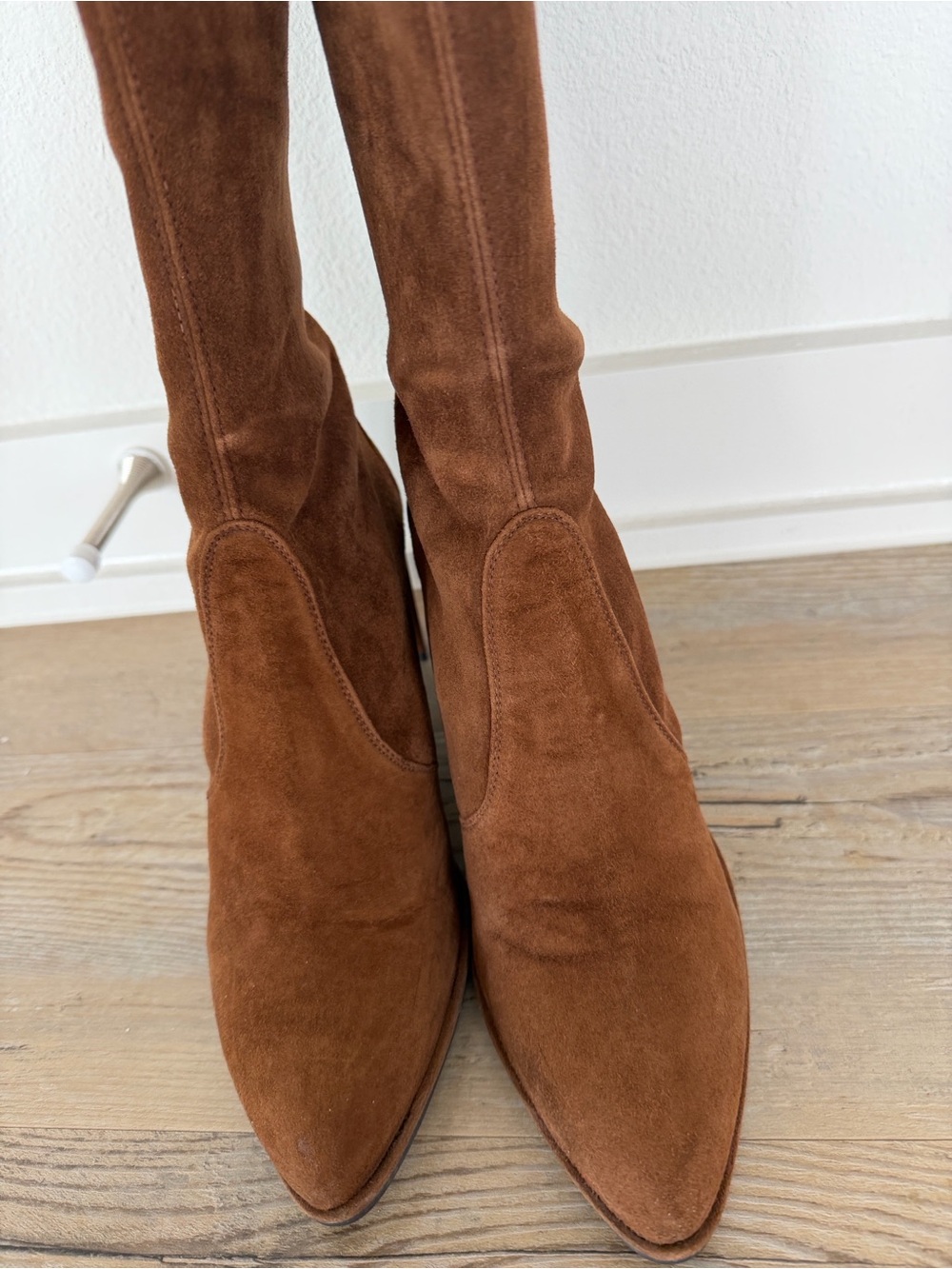 Stuart Weitzman Over the Knee Brown Suede Leather Boots - Picture 8 of 16